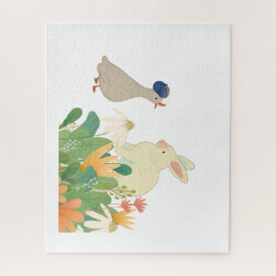 Whimsical Bunny & Bird in Bloom - Niedlicher Frühl