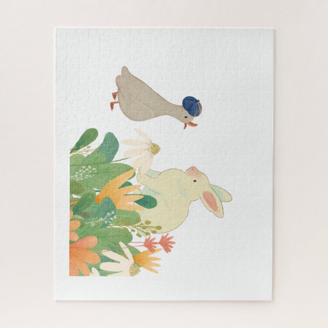 Whimsical Bunny & Bird in Bloom - Niedlicher Frühl (Vertikal)