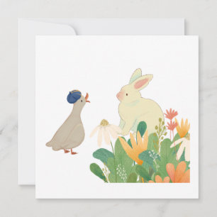 Whimsical Bunny & Bird in Bloom - Niedlicher Frühl Einladung