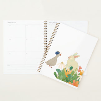 Whimsical Bunny & Bird in Bloom - Niedlicher Frühl Planer