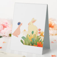 Whimsical Bunny & Bird in Bloom - Niedlicher Frühl
