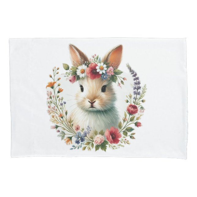 Whimsical Bunny Face Kissenbezug (Vorderseite)