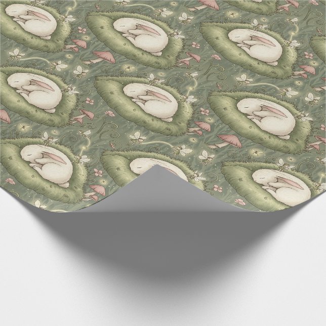 Whimsical bunny Japanese illustration style Geschenkpapier (Ecke)