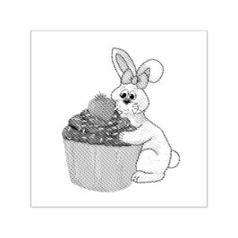 Whimsical Bunny mit Bow & Strawberry Cupcake Permastempel