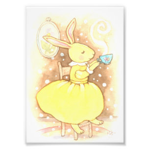 Whimsical Bunny Rabbit Cup of Tea Illustration Fotodruck