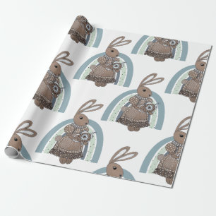 Whimsical Bunny Rabbit Teapot Rainbow Geschenkpapier