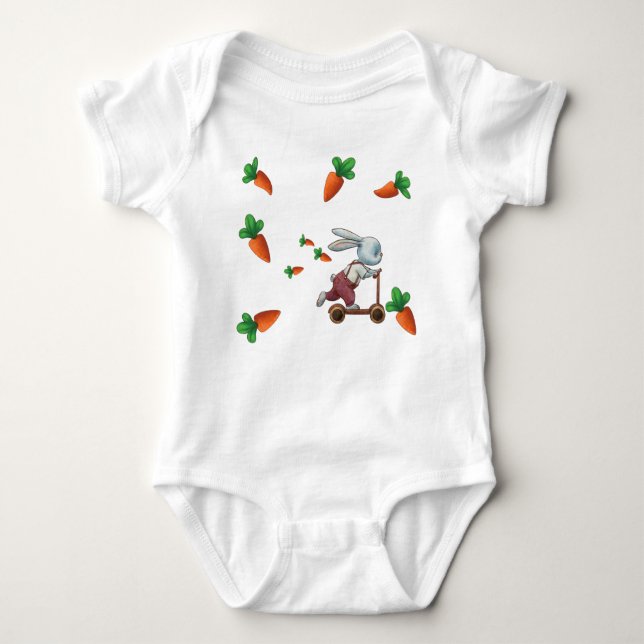Whimsical Bunny Ride Baby Strampler (Vorderseite)