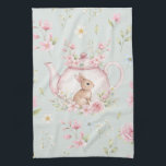 Whimsical Bunny Teapot Floral Spring Geschirrtuch<br><div class="desc">Cute bunny peeking from behind a floral teapot. Light mint green background with delicate pink and white blossoms. Perfect for adding a touch of cottagecore charm to any home, or as a thoughtful gift for nature lovers, tea enthusiasts, and anyone who adores cute animals and beautiful flowers. A truly special...</div>