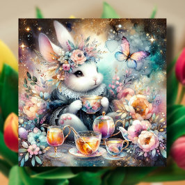 Whimsical Bunny Tee Party Delikatessen Ostern Feiertagskarte