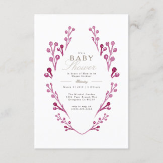 Whimsical Burgundy Berry Babydusche | Einladung
