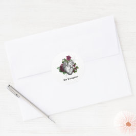 Whimsical Burgundy Floral Gothic Wedding Runder Aufkleber