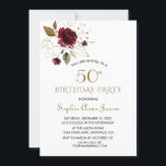 Whimsical Burgundy Gold Floral 50th Birthday Einladung<br><div class="desc">Unique and elegant design featuring delicate gold outlined flowers and watercolour burgundy flowers; on the back floral ampersand and initials. Use Personalise tool to add your info. Visit,  please,  my Burgundy Gold Floral Collection.</div>
