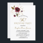 Whimsical Burgundy Gold Floral 50th Birthday Einladung<br><div class="desc">Unique and elegant design featuring delicate gold outlined flowers and watercolour burgundy flowers; on the back floral ampersand and initials. Use Personalise tool to add your info. Visit,  please,  my Burgundy Gold Floral Collection.</div>