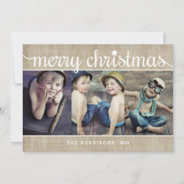 Whimsical Burlap Rustic Frohe Weihnachts-Foto Feiertagskarte