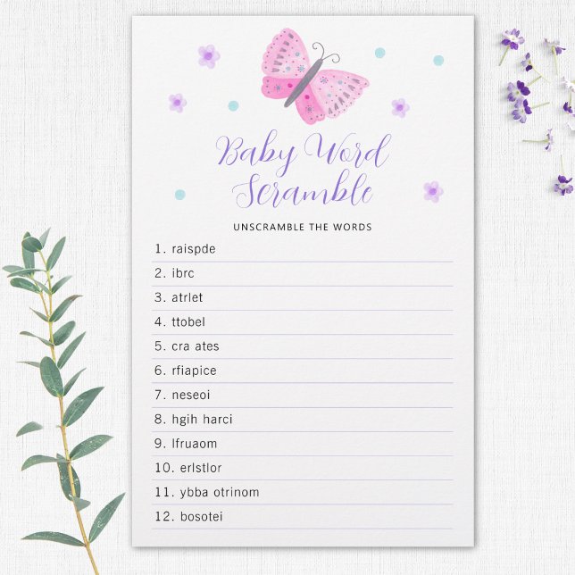 Whimsical Butterflies Baby Shower Word Game (Von Creator hochgeladen)