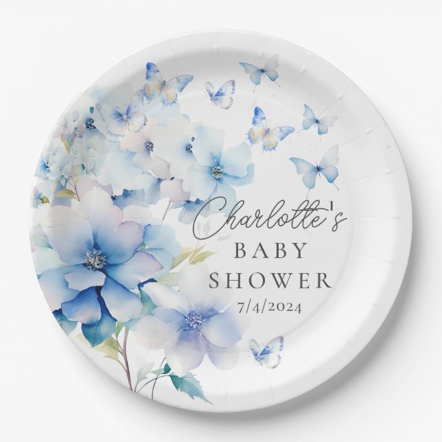 Whimsical Butterflies Babydusche Pappteller (Vorderseite)