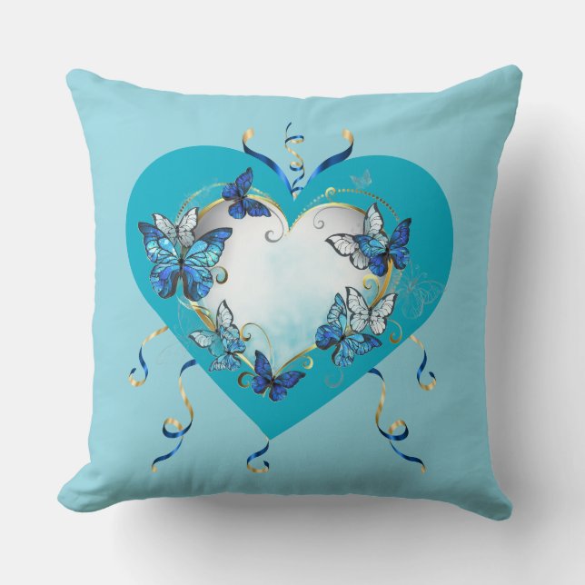 Whimsical Butterflies Heart Pillow Kissen (Vorderseite)