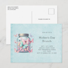 Whimsical Butterflies in a Jar Mother's Day Brunch Einladungspostkarte