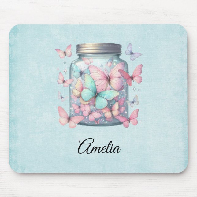 Whimsical Butterflies in a Jar Mousepad (Vorne)