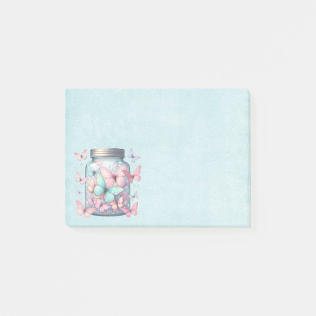 Whimsical Butterflies in a Jar Post-it Klebezettel (Vorderseite)