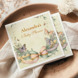 Whimsical Butterfly Bow Baby Dusche Serviette