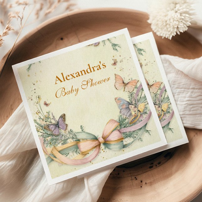 Whimsical Butterfly Bow Baby Dusche Serviette (Von Creator hochgeladen)