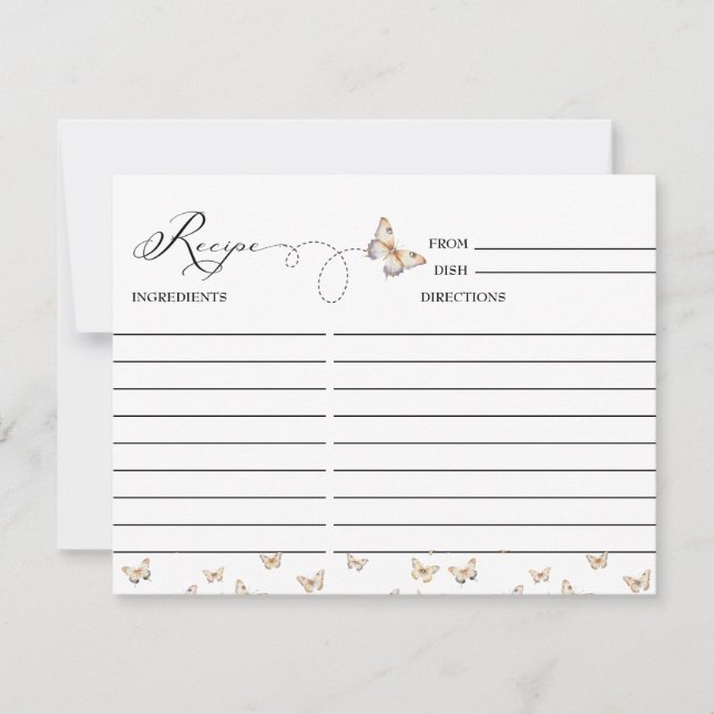 Whimsical Butterfly | Brautparty-Rezept-Karte Einladung (Vorderseite)