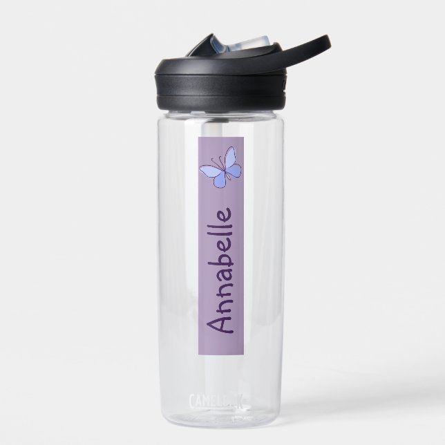 Whimsical Butterfly Doodle Ihr Name Trinkflasche (Links)