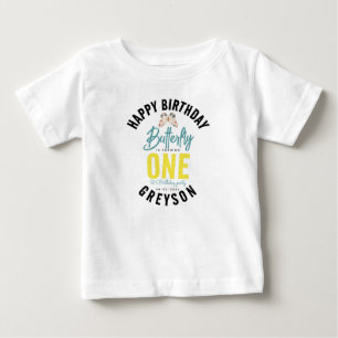 Whimsical Butterfly Floral 1. Geburtstag Baby T-shirt
