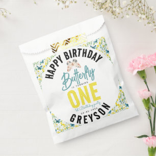 Whimsical Butterfly Floral 1. Geburtstag Geschenktütchen