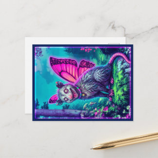 Whimsical Butterfly Flügel Opossum Fantasy Postkar Postkarte