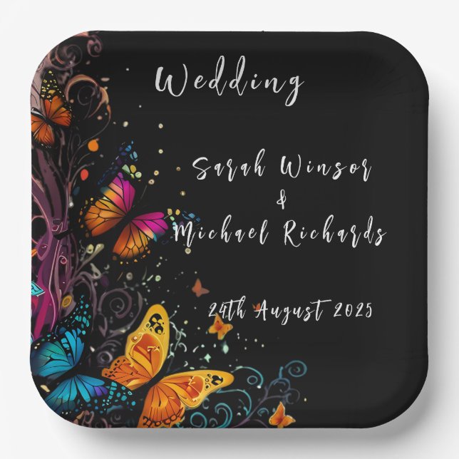 Whimsical Butterfly Garden Postcard Pappteller (Vorderseite)