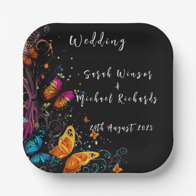 Whimsical Butterfly Garden Postcard Pappteller (Vorderseite)