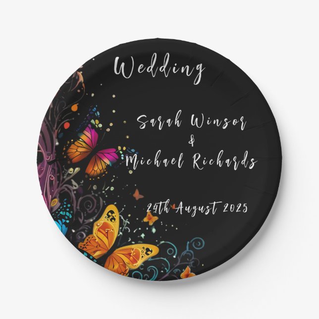 Whimsical Butterfly Garden Postcard Pappteller (Vorderseite)