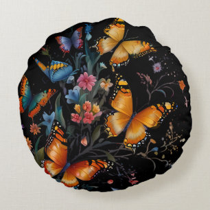 Whimsical Butterfly Garden Rundes Kissen