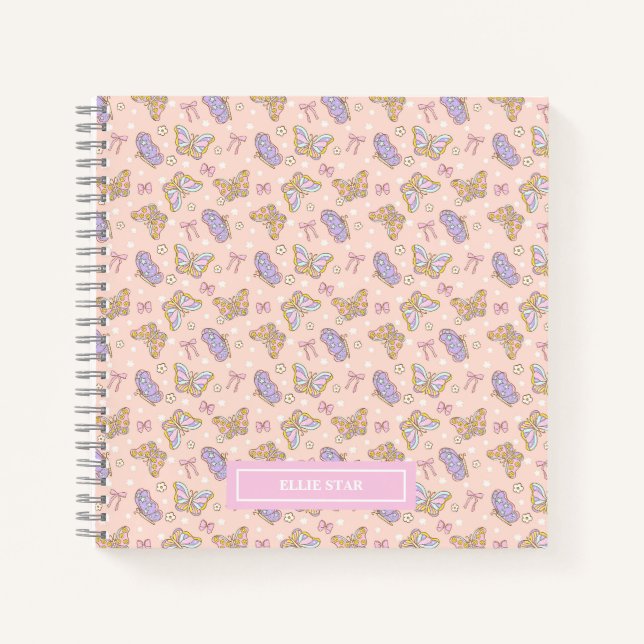 Whimsical Butterfly Girl Personalisiert Notizbuch (Vorderseite)