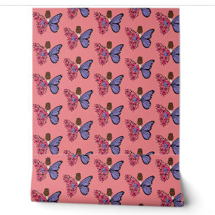Whimsical Butterfly Girl Wallpaper   Floral Fairy Tapete