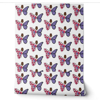 Whimsical Butterfly Girl Wallpaper | Floral Fairy Tapete