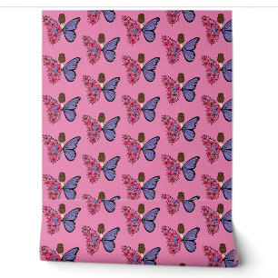 Whimsical Butterfly Girl Wallpaper Floral Fairy Tapete