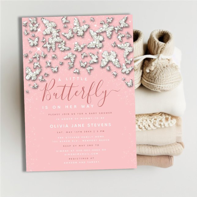 Whimsical Butterfly Kristall Girl Baby Dusche Einladung (Von Creator hochgeladen)