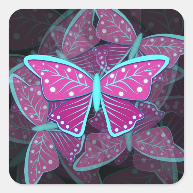 Whimsical Butterfly Quadratischer Aufkleber (Vorderseite)
