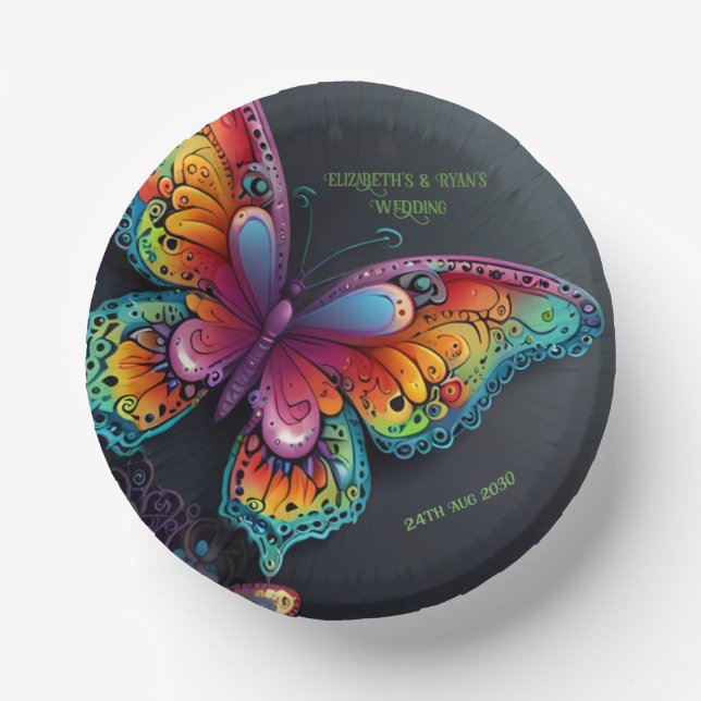 Whimsical Butterfly Romance Hochzeit Einladung Pappteller (Vorderseite)