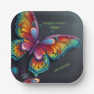 Whimsical Butterfly Romance Hochzeit Einladung Pappteller