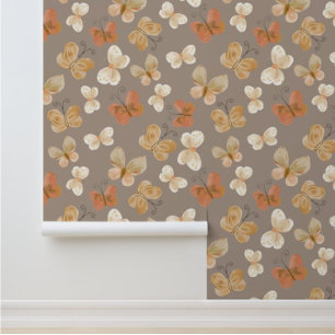 Whimsical Butterfly Taupe Green Tapete
