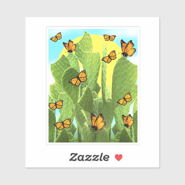 Whimsical Cactus And Butterflies Aufkleber (Blatt)