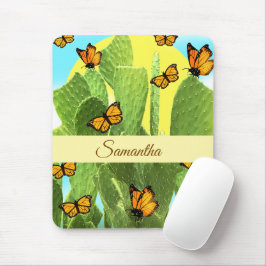 Whimsical Cactus And Butterflies Mousepad