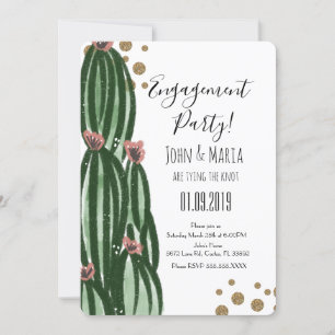 Whimsical Cactus Engagement Party Imitate Glitzer  Einladung
