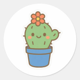 Whimsical Cactus Runder Aufkleber