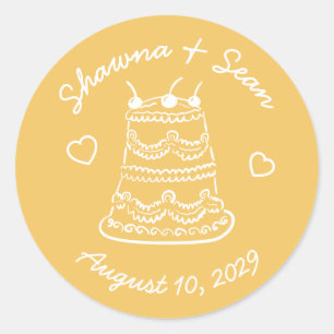 Whimsical Cake Doodle Skizze Modern CUSTOM Runder Aufkleber
