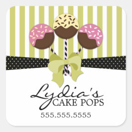 Whimsical Cake Pops Bäckerei Box Siegel Quadratischer Aufkleber